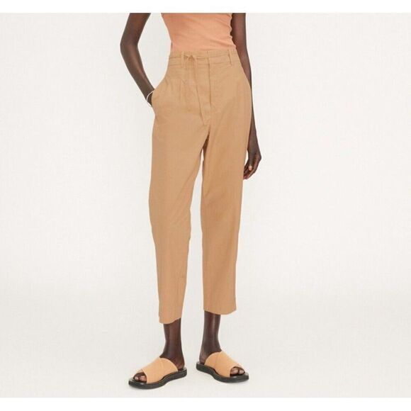 NEW Everlane Size 2 The Poplin Pleated Taper Pant‎ in Caramel Tan Tapered - Picture 11 of 12
